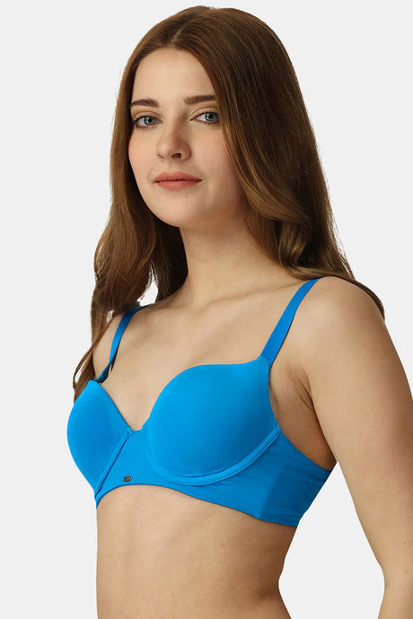 Soie Padded Wired Medium Coverage T-Shirt Bra - Blue — image 3